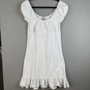 La Cotonniere White 100% Cotton Embroidered Milkmaid Dress with Tie Back Size XS